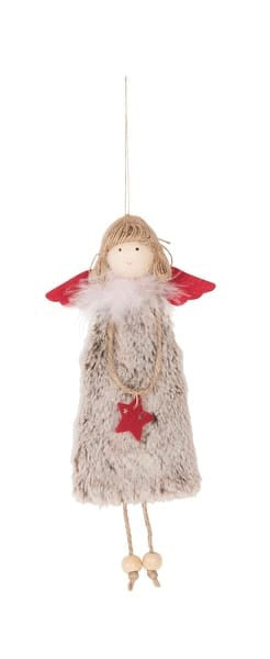 Angel and Santa Fur Friends Ornaments, Set of 2
