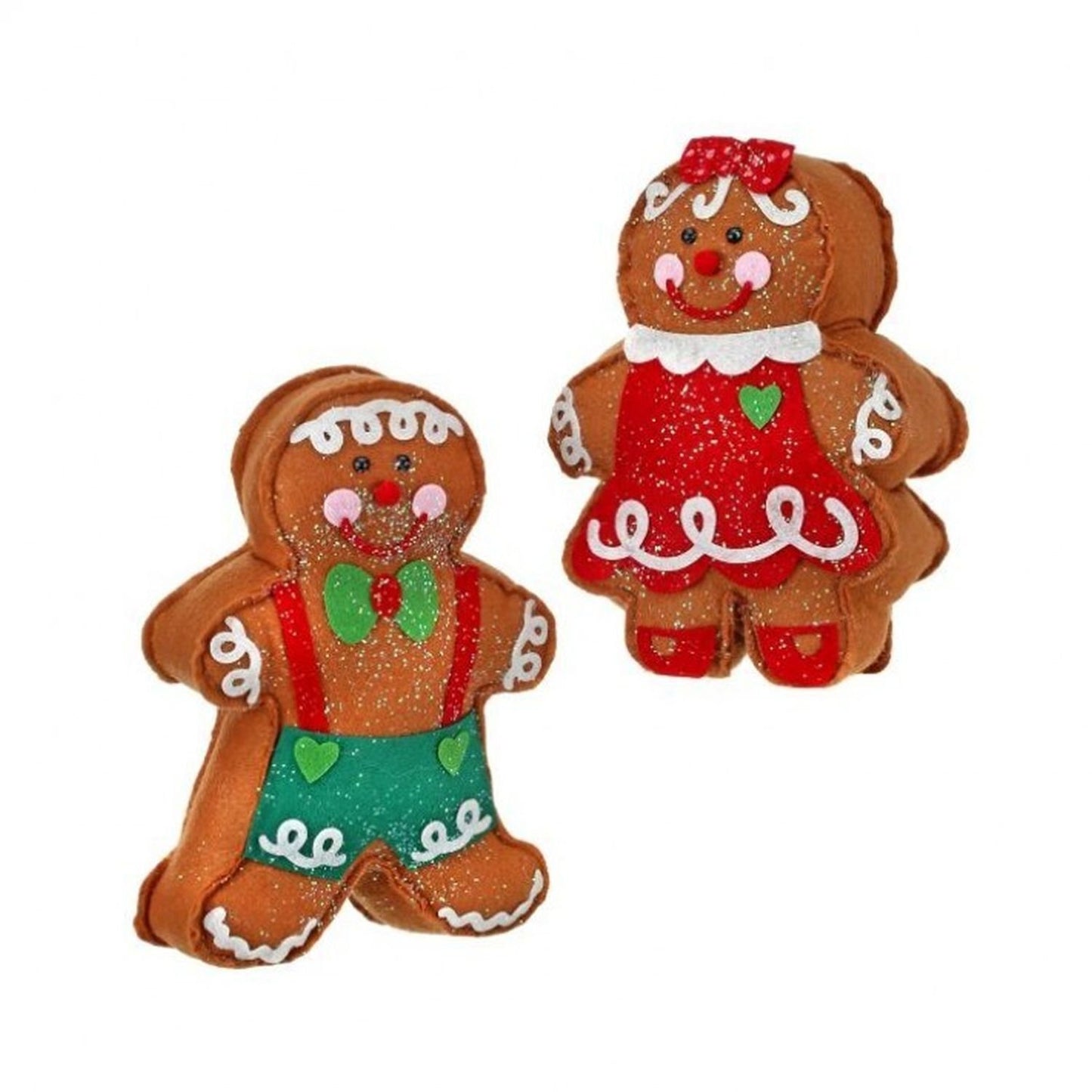 13'' Frosted Felt Gingerbread Boy & Girl Set