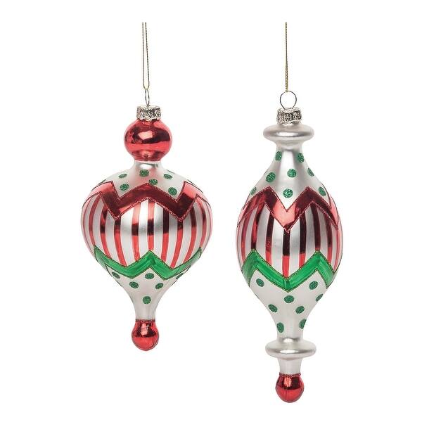 Transpac Glass Merry Ornament, Set of 2, Assortment