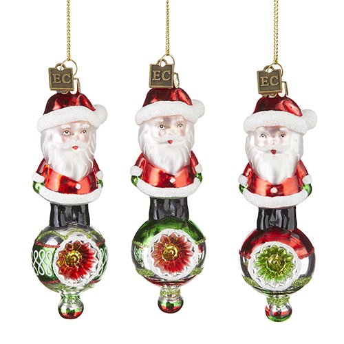 EC 4.75" Retro Santa Ball Ornament