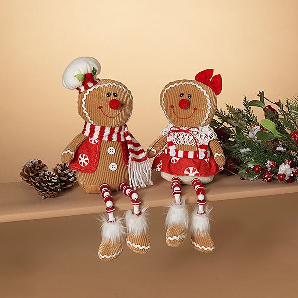 14" Plush Gingerbread Shelf Sitters Boy & Girl Pair